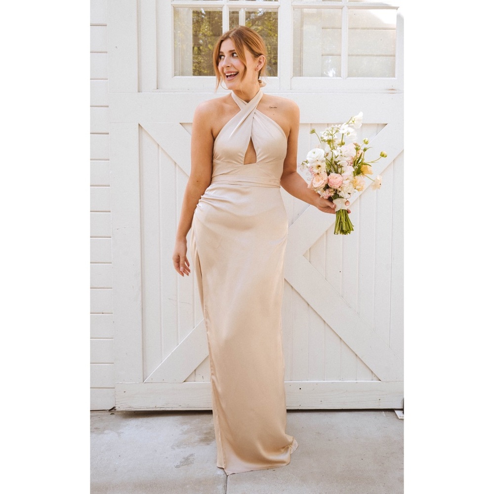 Show Me Your MuMu Beige Halter Maxi Dress